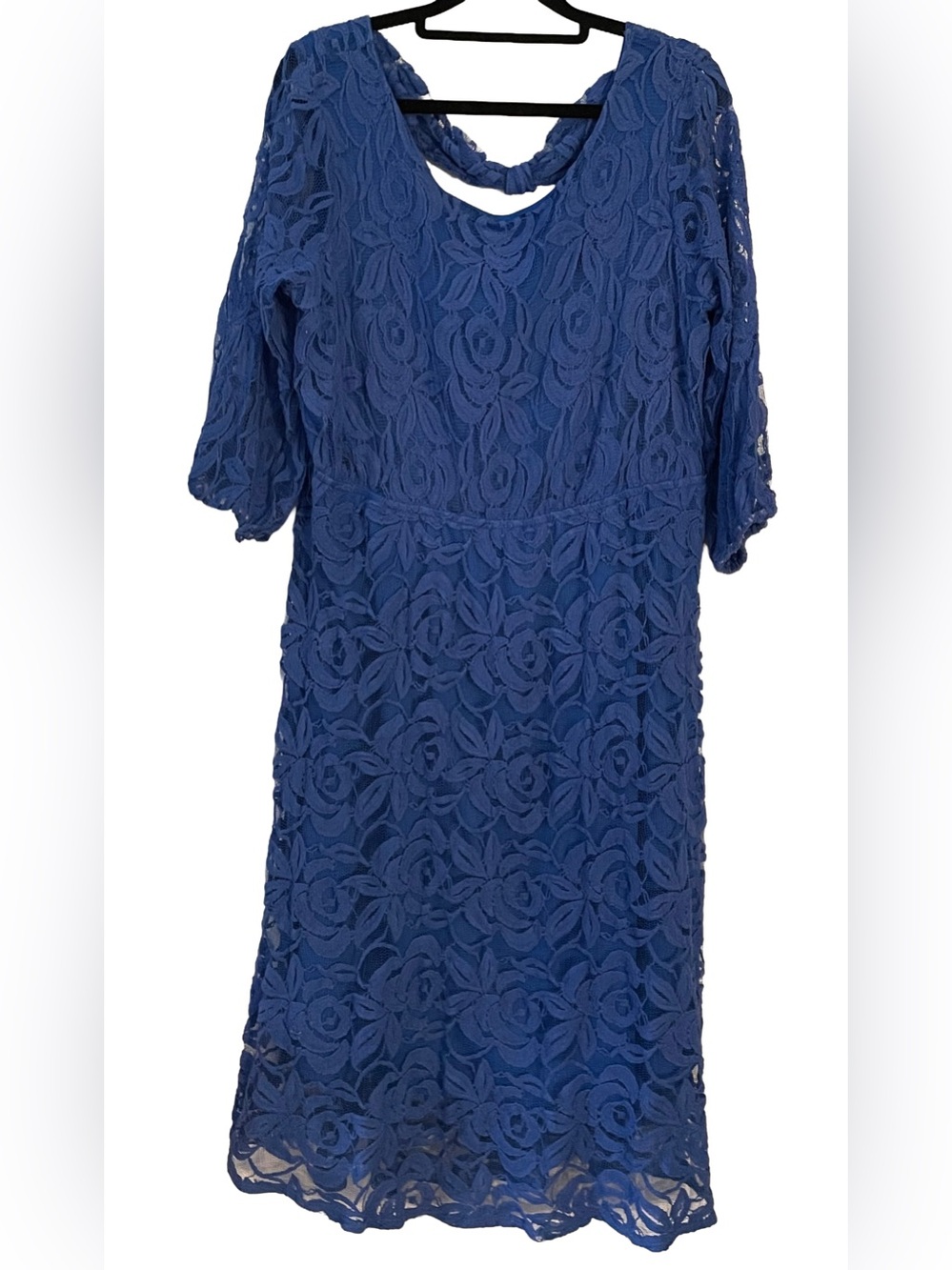 👗💙Blue Lace Midi Dress with Braided Back Detail💙👗